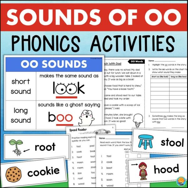 OO sound worksheets and phonics activities